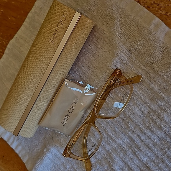 Jimmy Choo NWOT frame w/case and cleaning cloth 59 HAM Salmon color spring hinge - Picture 6 of 10